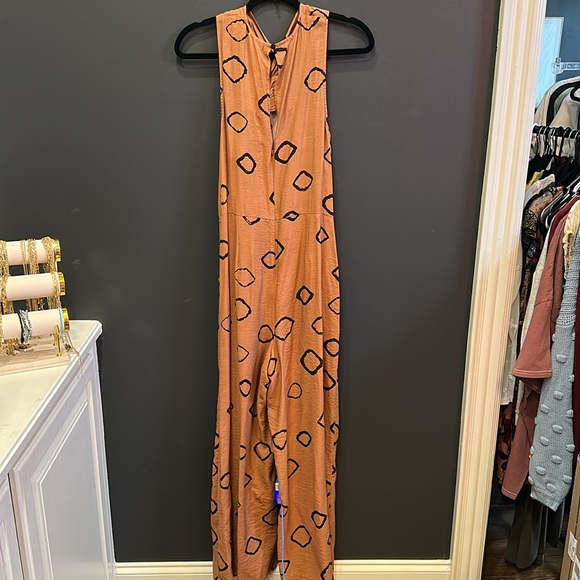 Anthropologie | Eva Franco Brown Jumpsuit with Geometric Pattern - Picture 10 of 11
